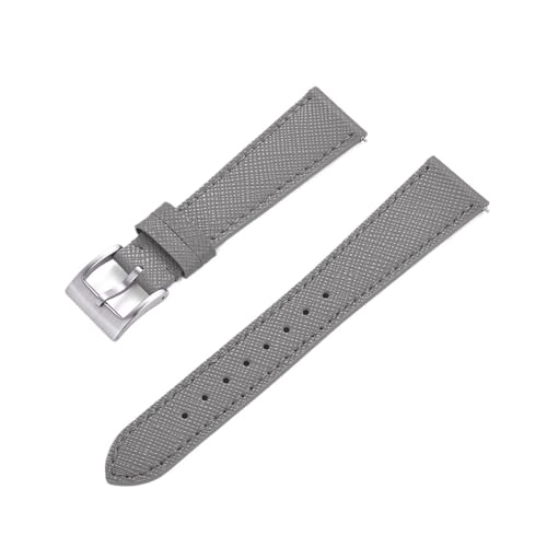 MILNBJK Jeniko Schnellverschluss-Vintage-Uhrenarmband Aus Genähtem Leder, Leder-Uhrenarmbänder, 18 Mm, 19 Mm, 20 Mm, 21 Mm, 22 Mm, 23 Mm, 24 Mm (Color : Grey silver, Size : 18mm) von MILNBJK