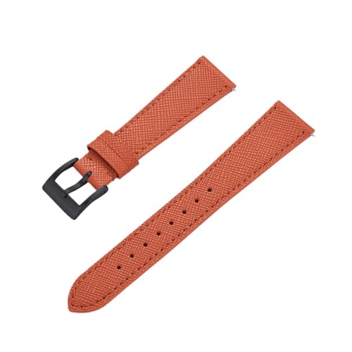 MILNBJK Jeniko Schnellverschluss-Vintage-Uhrenarmband Aus Genähtem Leder, Leder-Uhrenarmbänder, 18 Mm, 19 Mm, 20 Mm, 21 Mm, 22 Mm, 23 Mm, 24 Mm (Color : Orange black, Size : 24mm) von MILNBJK