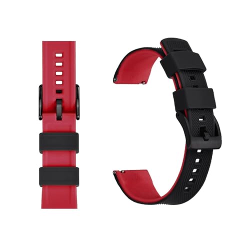MILNBJK Jeniko Silikon-Uhrenarmband, 20 Mm, 22 Mm, Schnellverschluss, Gummi-Uhrenarmband For Männer Und Frauen, Wasserdichtes Ersatzarmband (Color : Black Red 2, Size : 20mm) von MILNBJK