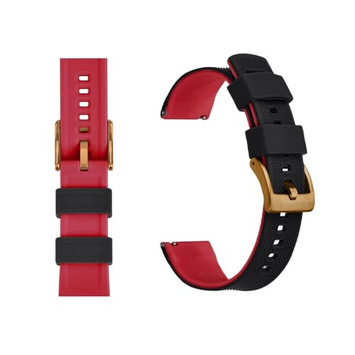MILNBJK Jeniko Silikon-Uhrenarmband, 20 Mm, 22 Mm, Schnellverschluss, Gummi-Uhrenarmband For Männer Und Frauen, Wasserdichtes Ersatzarmband (Color : Black Red 3, Size : 20mm) von MILNBJK