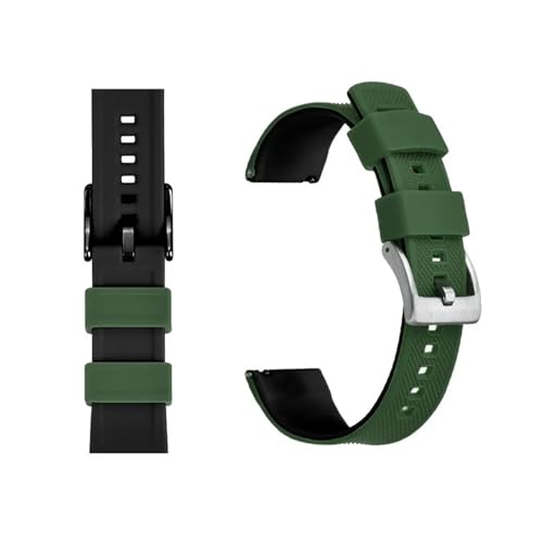 MILNBJK Jeniko Silikon-Uhrenarmband, 20 Mm, 22 Mm, Schnellverschluss, Gummi-Uhrenarmband For Männer Und Frauen, Wasserdichtes Ersatzarmband (Color : Green Black 1, Size : 20mm) von MILNBJK