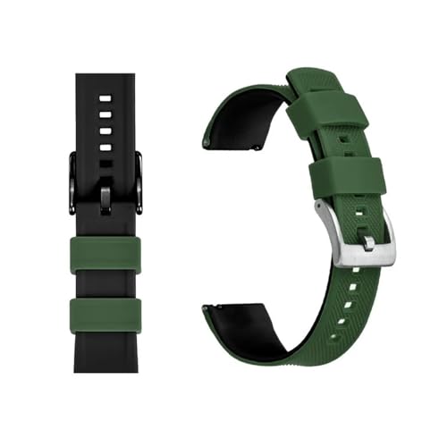 MILNBJK Jeniko Silikon-Uhrenarmband, 20 Mm, 22 Mm, Schnellverschluss, Gummi-Uhrenarmband For Männer Und Frauen, Wasserdichtes Ersatzarmband (Color : Green Black 1, Size : 22mm) von MILNBJK