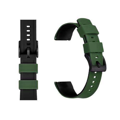 MILNBJK Jeniko Silikon-Uhrenarmband, 20 Mm, 22 Mm, Schnellverschluss, Gummi-Uhrenarmband For Männer Und Frauen, Wasserdichtes Ersatzarmband (Color : Green Black 2, Size : 22mm) von MILNBJK