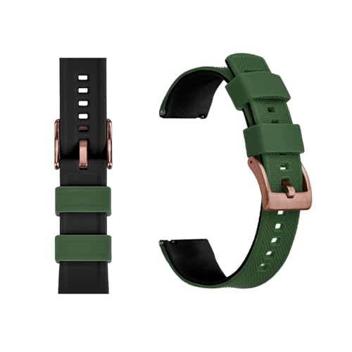 MILNBJK Jeniko Silikon-Uhrenarmband, 20 Mm, 22 Mm, Schnellverschluss, Gummi-Uhrenarmband For Männer Und Frauen, Wasserdichtes Ersatzarmband (Color : Green Black 4, Size : 22mm) von MILNBJK