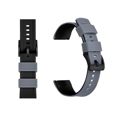 MILNBJK Jeniko Silikon-Uhrenarmband, 20 Mm, 22 Mm, Schnellverschluss, Gummi-Uhrenarmband For Männer Und Frauen, Wasserdichtes Ersatzarmband (Color : Grey Black 2, Size : 20mm) von MILNBJK