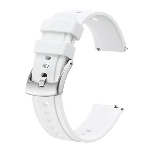 MILNBJK Jeniko Silikon-Uhrenarmband, 20 Mm, 22 Mm, Schnellverschluss, Sport-Uhrenarmband For Männer Und Frauen, Edelstahl-Schnalle (Color : White, Size : 20mm) von MILNBJK