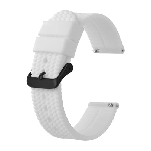 MILNBJK Jeniko Silikon-Uhrenarmband, Ersatzarmband For Herren- Und Damenuhren, Wasserdichtes Kautschukarmband, 18 Mm, 20 Mm, 22 Mm, 24 Mm (Color : White, Size : 20mm) von MILNBJK