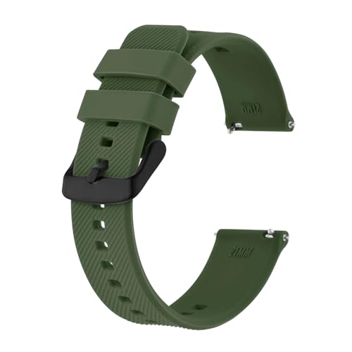 MILNBJK Jeniko Sport-Silikon-Uhrenarmband, 18 Mm, 19 Mm, 20 Mm, 21 Mm, 22 Mm, Armband For Damen Und Herren, Schwarze Sandstrahl-Schnalle (Color : Army Green, Size : 18mm) von MILNBJK