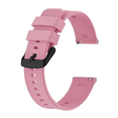 MILNBJK Jeniko Sport-Silikon-Uhrenarmband, 18 Mm, 19 Mm, 20 Mm, 21 Mm, 22 Mm, Armband For Damen Und Herren, Schwarze Sandstrahl-Schnalle (Color : Pink, Size : 20mm) von MILNBJK