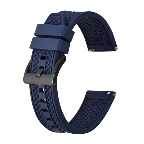 MILNBJK Jeniko Sportuhrenarmband Aus Fluorkautschuk, 18 Mm, 20 Mm, 22 Mm, Wasserdichtes Armband Mit Edelstahl-Schnalle, Mehrfarbiges Armband (Color : Blue-Black Buckle, Size : 18mm) von MILNBJK