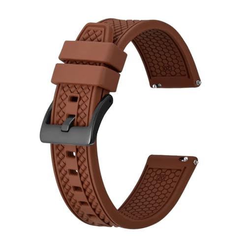 MILNBJK Jeniko Sportuhrenarmband Aus Fluorkautschuk, 18 Mm, 20 Mm, 22 Mm, Wasserdichtes Armband Mit Edelstahl-Schnalle, Mehrfarbiges Armband (Color : Brown-Black Buckle, Size : 18mm) von MILNBJK