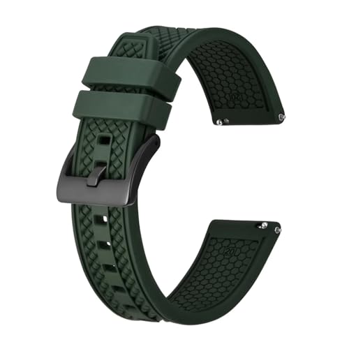 MILNBJK Jeniko Sportuhrenarmband Aus Fluorkautschuk, 18 Mm, 20 Mm, 22 Mm, Wasserdichtes Armband Mit Edelstahl-Schnalle, Mehrfarbiges Armband (Color : Green-Black Buckle, Size : 18mm) von MILNBJK