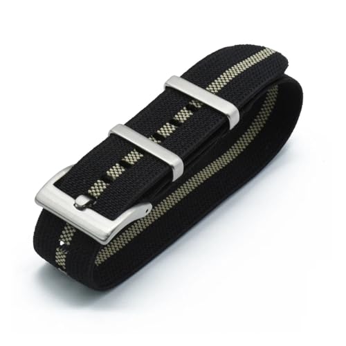 MILNBJK Jeniko Stoff-Nylon-Armband, 20 Mm, 22 Mm, Bewegliches Ringarmband For Neue Französische Fallschirm-Fallschirm-Armbänder Aus Elastischem Nylon (Color : Black sand, Size : 22mm) von MILNBJK