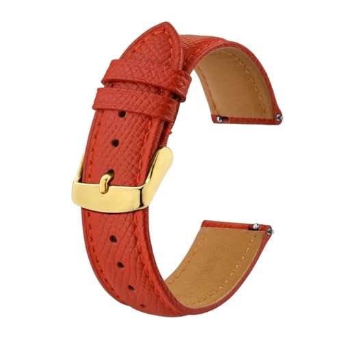 MILNBJK Jeniko Texturierte Leder-Uhrenarmbänder For Männer Und Frauen, 18 Mm, 20 Mm, 22 Mm, Uhrenarmband, Schnellverschluss, Hellrosa Armband, Goldene Schnalle (Color : Red-Gold, Size : 20mm) von MILNBJK