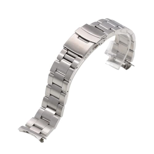 MILNBJK Jeniko Uhrenarmbänder, Gebogenes Ende, Massives Edelstahl-Armband For Uhrenersatz, Mattes Band (Color : Silver, Size : 20mm) von MILNBJK