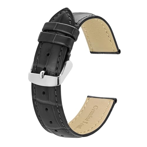 MILNBJK Jeniko Uhrenarmbänder Aus Alligator-geprägtem Leder, 18 Mm, 20 Mm, 22 Mm, 24 Mm, Vintage-Rindsleder-Uhrenarmbänder For Damen Und Herren (Color : Black Grey, Size : 20mm) von MILNBJK