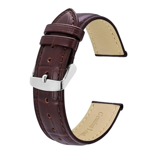 MILNBJK Jeniko Uhrenarmbänder Aus Alligator-geprägtem Leder, 18 Mm, 20 Mm, 22 Mm, 24 Mm, Vintage-Rindsleder-Uhrenarmbänder For Damen Und Herren (Color : Dark Brown, Size : 22mm) von MILNBJK