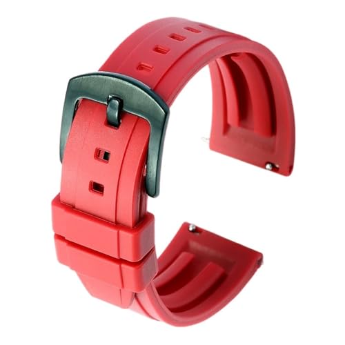 MILNBJK Jeniko Uhrenarmband 18 Mm 20 Mm 22 Mm 24 Mm Sportarmband Schwarz Grün Armband Mit Schnellverschluss-Federsteg (Color : Red, Size : 18mm silver buckle) von MILNBJK