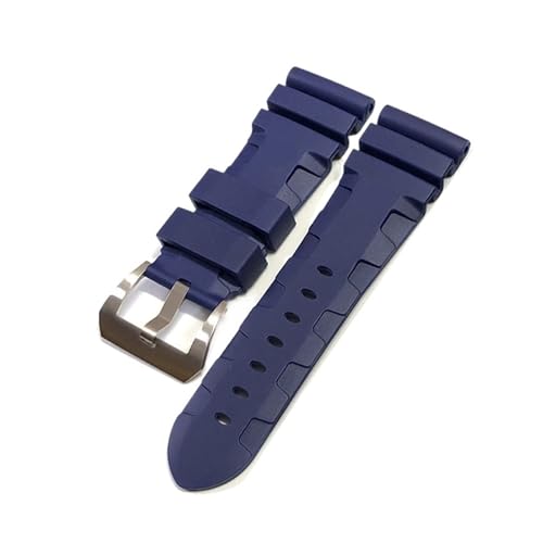 MILNBJK Jeniko Uhrenarmband kompatibel mit Panerai SUBMERSIBLE PAM 441 359 weiches Silikonkautschuk 24 mm 26 mm Herrenuhrenarmband Uhrenzubehör Uhrenarmband (Color : Blue-Silver Buckle, Size : 24mm) von MILNBJK