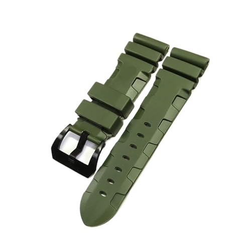 MILNBJK Jeniko Uhrenarmband kompatibel mit Panerai SUBMERSIBLE PAM 441 359 weiches Silikonkautschuk 24 mm 26 mm Herrenuhrenarmband Uhrenzubehör Uhrenarmband (Color : Green-Black Buckle, Size : 24mm) von MILNBJK