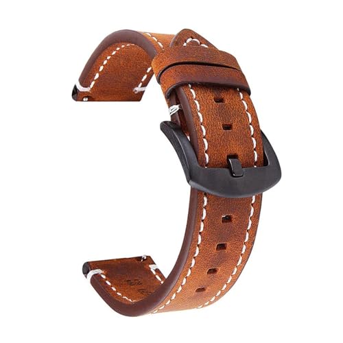 MILNBJK Jeniko Vintage Echtleder Armband Armband 18mm 20mm 22mm 24mm Rindsleder Smart Watch Band Gürtel Zubehör (Color : Brown, Size : 24mm) von MILNBJK