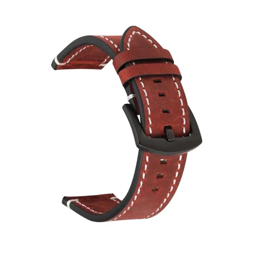 MILNBJK Jeniko Vintage Echtleder Armband Armband 18mm 20mm 22mm 24mm Rindsleder Smart Watch Band Gürtel Zubehör (Color : RED, Size : 20mm) von MILNBJK