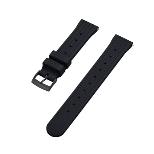 MILNBJK Jeniko Waffel-Uhrenarmband 20 Mm 22 Mm Sport-Schnellverschluss-Uhrenarmbänder Aus FPM/FKM-Gummi For Herren-Taucheruhren (Color : Black black, Size : 22mm) von MILNBJK