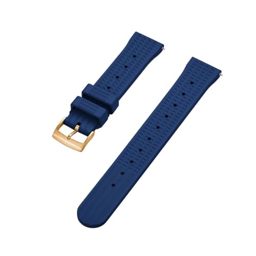 MILNBJK Jeniko Waffel-Uhrenarmband 20 Mm 22 Mm Sport-Schnellverschluss-Uhrenarmbänder Aus FPM/FKM-Gummi For Herren-Taucheruhren (Color : Blue gold, Size : 20mm) von MILNBJK