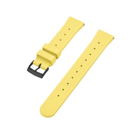 MILNBJK Jeniko Waffel-Uhrenarmband 20 Mm 22 Mm Sport-Schnellverschluss-Uhrenarmbänder Aus FPM/FKM-Gummi For Herren-Taucheruhren (Color : Yellow black, Size : 22mm) von MILNBJK