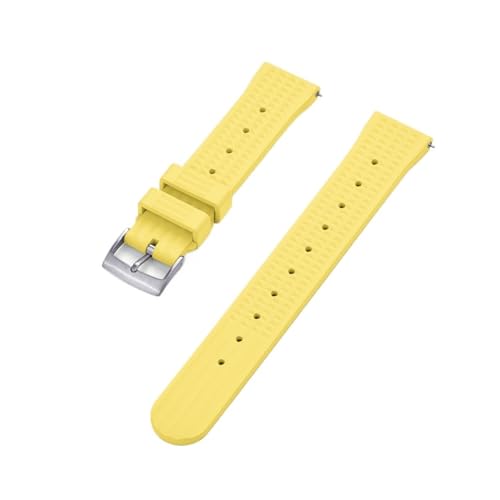 MILNBJK Jeniko Waffel-Uhrenarmband 20 Mm 22 Mm Sport-Schnellverschluss-Uhrenarmbänder Aus FPM/FKM-Gummi For Herren-Taucheruhren (Color : Yellow silver, Size : 20mm) von MILNBJK
