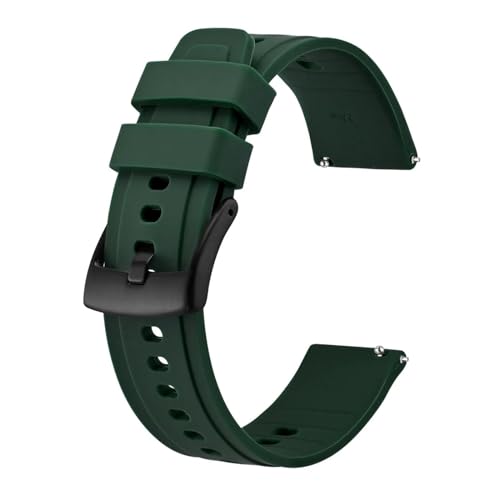 MILNBJK Jeniko Weiches Silikon-Uhrenarmband Mit Schnellverschluss, 20 Mm, 22 Mm, Sport-Uhrenarmband For Damen Und Herren, Edelstahl-Schnalle (Color : Army Green, Size : 20mm) von MILNBJK