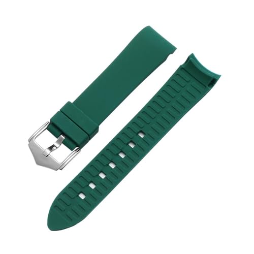 MILNBJK Jeniko Weiches Silikonarmband, Gebogener Bogen, Gummi-Uhrenarmband, Herren-Sport-Armbanduhr, Wasserdicht, 18 Mm, 20 Mm, 22 Mm, 24 Mm (Color : Green, Size : 18mm) von MILNBJK
