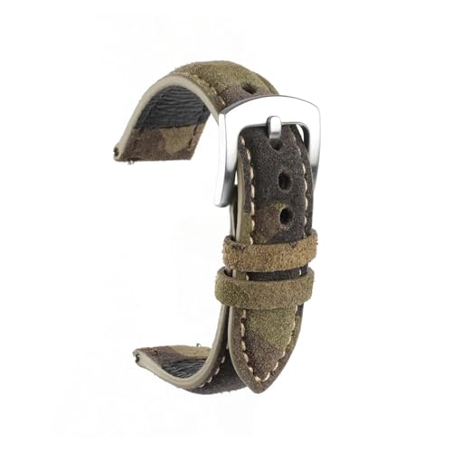 MILNBJK Jeniko Wildleder Leder Uhrenarmband 18mm 19mm 20mm 22mm Band Vintage Handgemachtes Armband Grau Braun Ersatzgürtel For Uhrenzubehör (Color : Camouflage, Size : 20mm) von MILNBJK