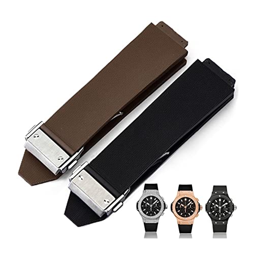 MILNBJK Sehen Sie sich Armband an Schnalle Silikon-Gummi-Uhr-Armbanduhr-Zubehör-Uhr-Band-Kette (Color : Black-Gold Clasp, Size : 22mm) von MILNBJK