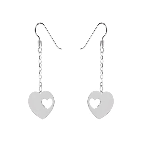 MILOR Damen-Ohrhänger aus platiniertem 925er Silber mit Herzanhänger – Hakenverschluss – Damenschmuck Made in Italy – Geschenk zum Muttertag und Geburtstag von MILOR