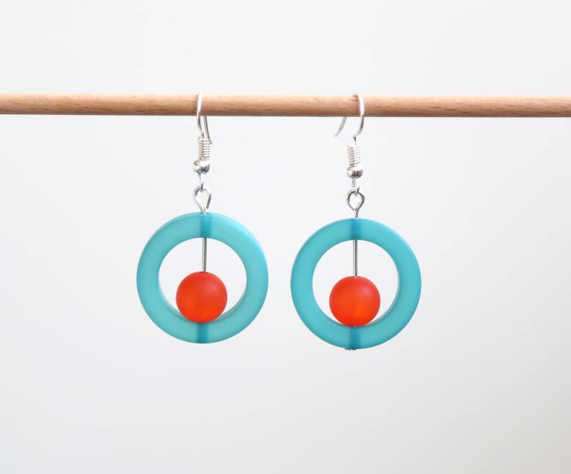 Ohrringe Polaris Türkis Orange Polarisperlen Polarisschmuck Hängeohrringe Ohrringe Polaris Türkis Orange Polarisperlen Polarisschmuck Hängeohrringe von MILORADschmuck
