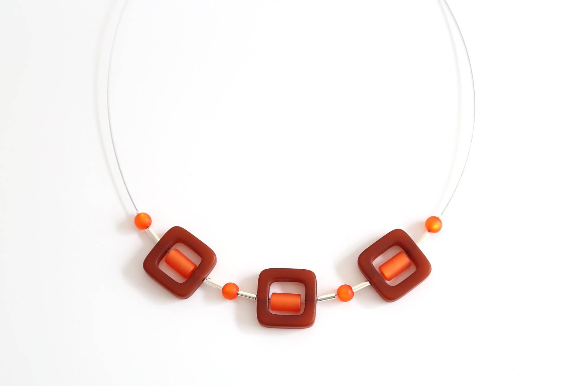 Polariskette Orange Braun Halskette Polarisperlen Kette Polarisschmuck Silberfarben Polariskette Orange Braun Halskette Polarisperlen Kette Polarisschmuck Silberfarben von MILORADschmuck