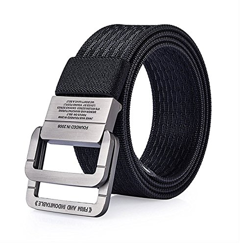 MIMA Militär Herren Stoffgürtel Leinwand Canvas Stoff Gürtel Jeansgürtel Belts (Shwarz) von MIMA