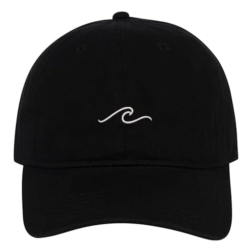 MIMAYIN Beach Wave Black Baseball Cap Stickerei Basecap Baumwolle Verstellbare Reine Farbe Baseballmütze Sport Visier Hut für Herren Damen von MIMAYIN
