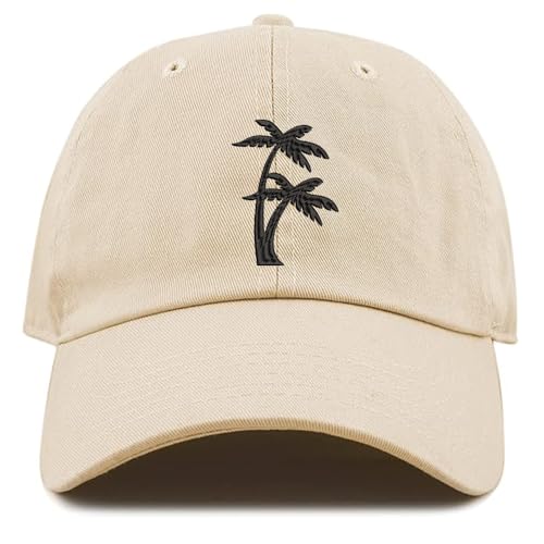 MIMAYIN Palm Tree beige Baseball Cap Stickerei Basecap Baumwolle Verstellbare Reine Farbe Baseballmütze Sport Visier Hut für Damen Herren von MIMAYIN