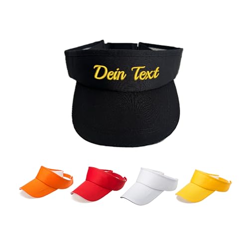 MIMAYIN Personalisierte Visor Cap mit Wunschtext Individueller Text Verstellbare Reine Farbe Baseballhut Kappe Visier Hut für Herren Damen (Baumwolle, Black) von MIMAYIN