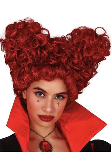 MIMIKRY Damen Perücke Herzform Rot Herzkönigin Alice im Wunderland Königin Renaissance Rokoko Barock von MIMIKRY