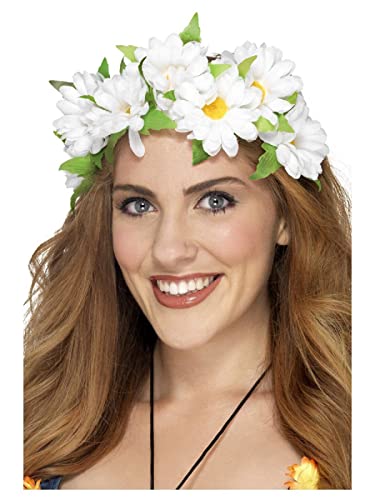 Haarreif mit voluminösen Margeriten Weiß und Blättern Grün Blumen Hippie Oktoberfest Festival Haarschmuck von MIMIKRY
