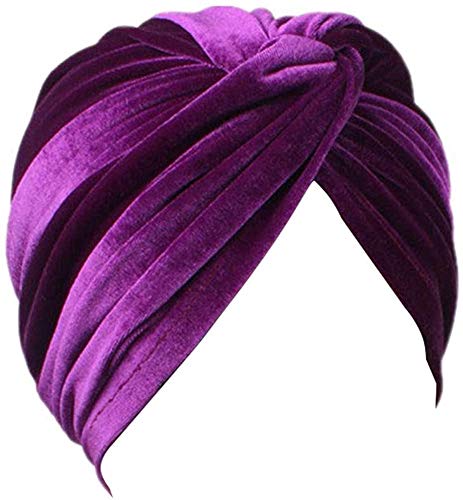MIMIKRY Damen Samt Turban Hut Diva 20er Jahre Wahrsagerin, Farbe:Lila von MIMIKRY