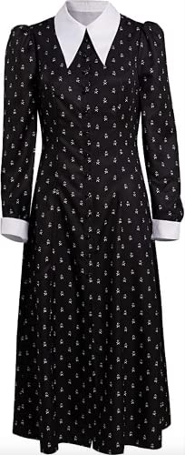 Wednesday Kleid für Erwachsene Schwarz mit weißen Blumen Damen Kostüm Serie, Größe:M von MIMIKRY