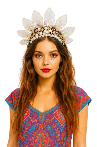 Pixie Kopfschmuck mit Perlen und Strass Elfe Fee Perlenkrone Strasskrone Kostüm-Zubehör Nymphe Fantasy von MIMIKRY