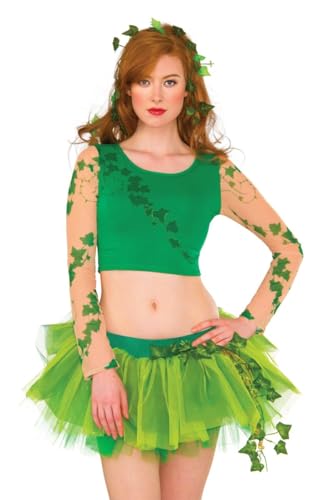 Poison Ivy Oberteil Grün mit Efeu Ranken Blätter Shirt Waldgeist Elfe Fee Natur Crop Top, Größe:S-M von MIMIKRY