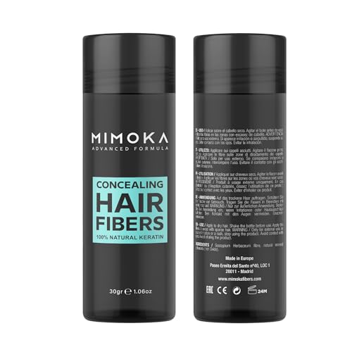 MIMOKA STREUHAAR – Kaschiert kahle Stellen sofort - 100% natürliche, nicht wahrnehmbare Mikrofasern - für Haar und Bart - in Pulverform für Herren- und Damenhaar - Mittelbraun - 30 gr. von MIMOKA