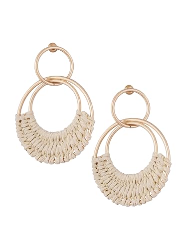 MINACHI Böhmische Bast-Quasten-Ohrringe, Boho-Hippie-Stil, Sommer-Strandschmuck, Geschenk für Frauen, Edelstahl, Kein Edelstein MINACHI Böhmische Bast-Quasten-Ohrringe, Boho-Hippie-Stil, Sommer-Strandschmuck, Geschenk für Frauen, Edelstahl, Kein Edelstein von MINACHI