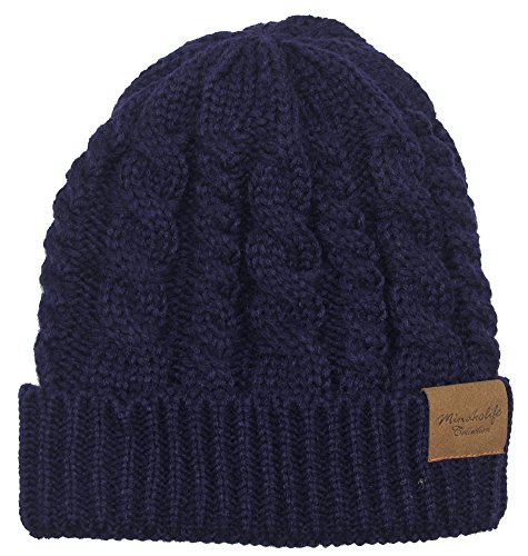 MINAKOLIFE Damen Winterbeanie Warmes Fleecefutter - Dickes Slouchy Seidenknit Sch?del Hut Ski Kappe Blau von MINAKOLIFE